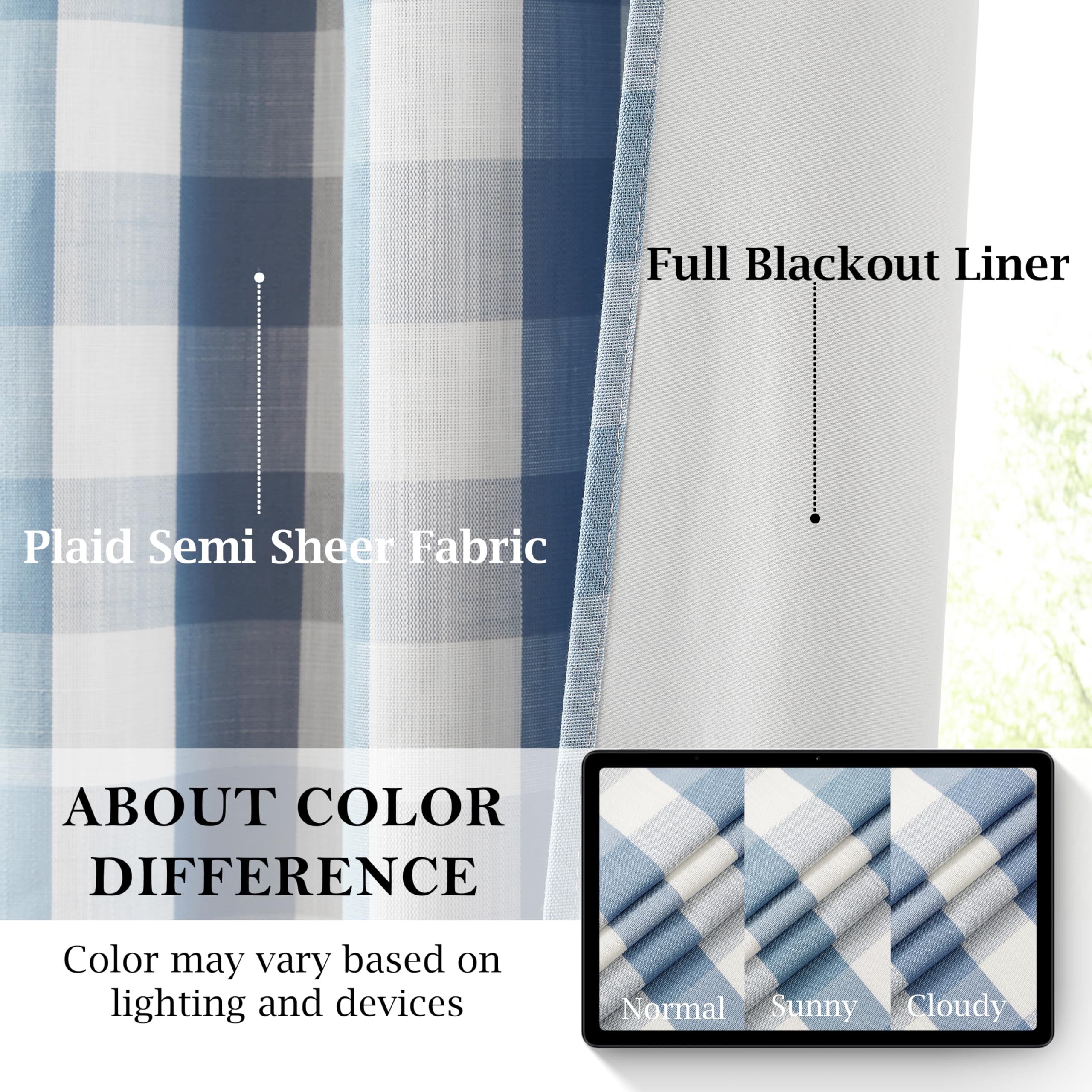 Bapawfish dusty blue white drapes room-ready ambience and timeless farmhouse charm