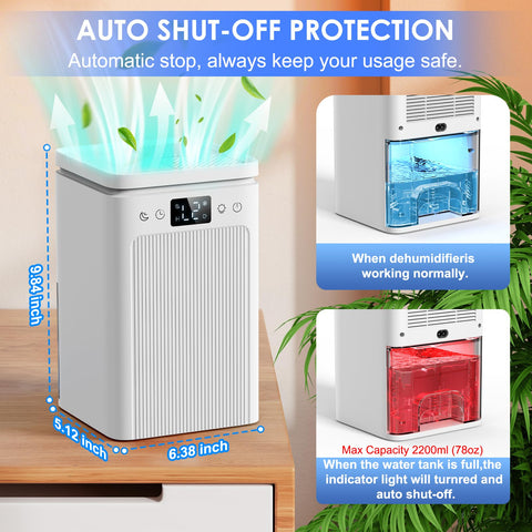 BAPOLE dehumidifier shows 360-degree airflow for faster moisture removal.