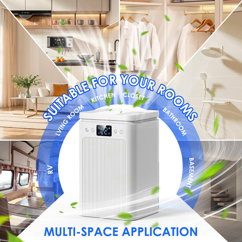 BAPOLE dehumidifier with large tank reduces frequent trips to empty.