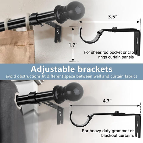 Adjustable brackets projecting 3.5 to 4.7 inches from the wall for spacing.