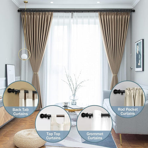 Wall-mounted Barcetine rod with curtains demonstrating secure installation.