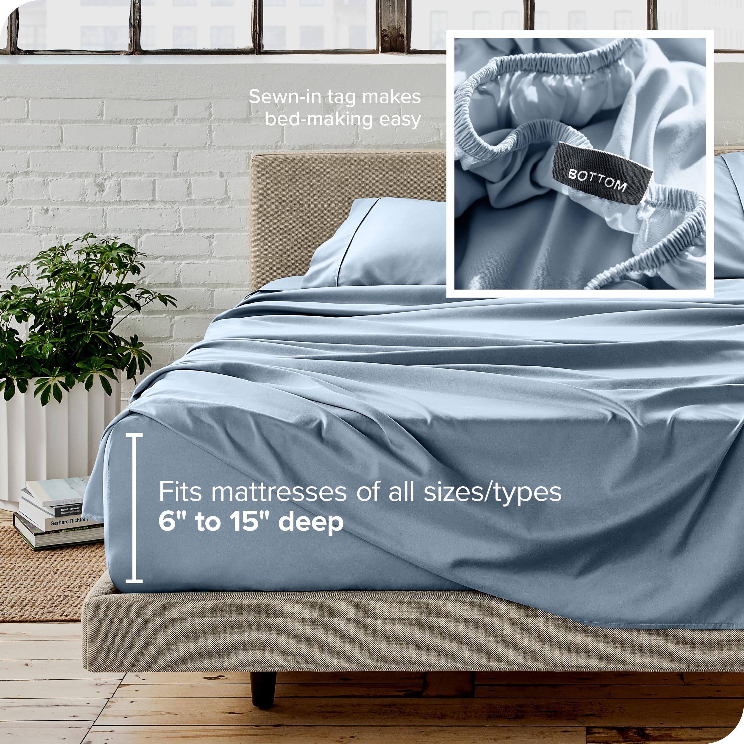 Bare Home 4-piece queen sheet set displayed for easy bed setup