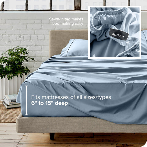 Bare Home 4-piece queen sheet set displayed for easy bed setup