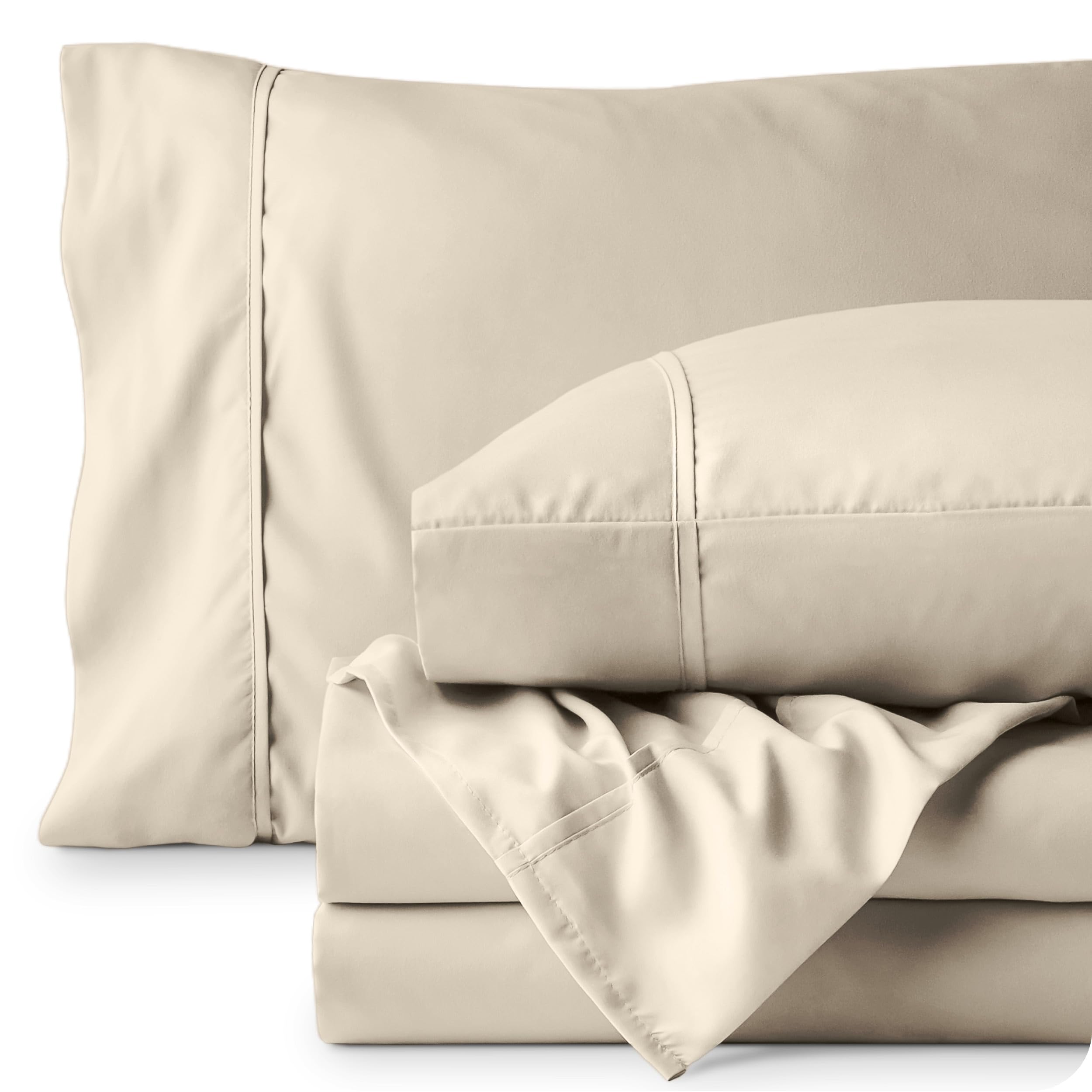Bare Home 4-piece queen set packaging shows complete bedding solution.