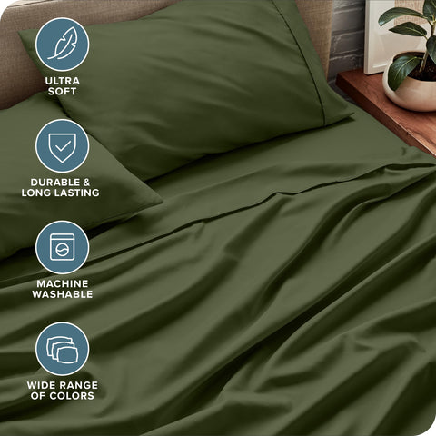Bare Home four-piece set packaging highlights easy setup and organized storage.