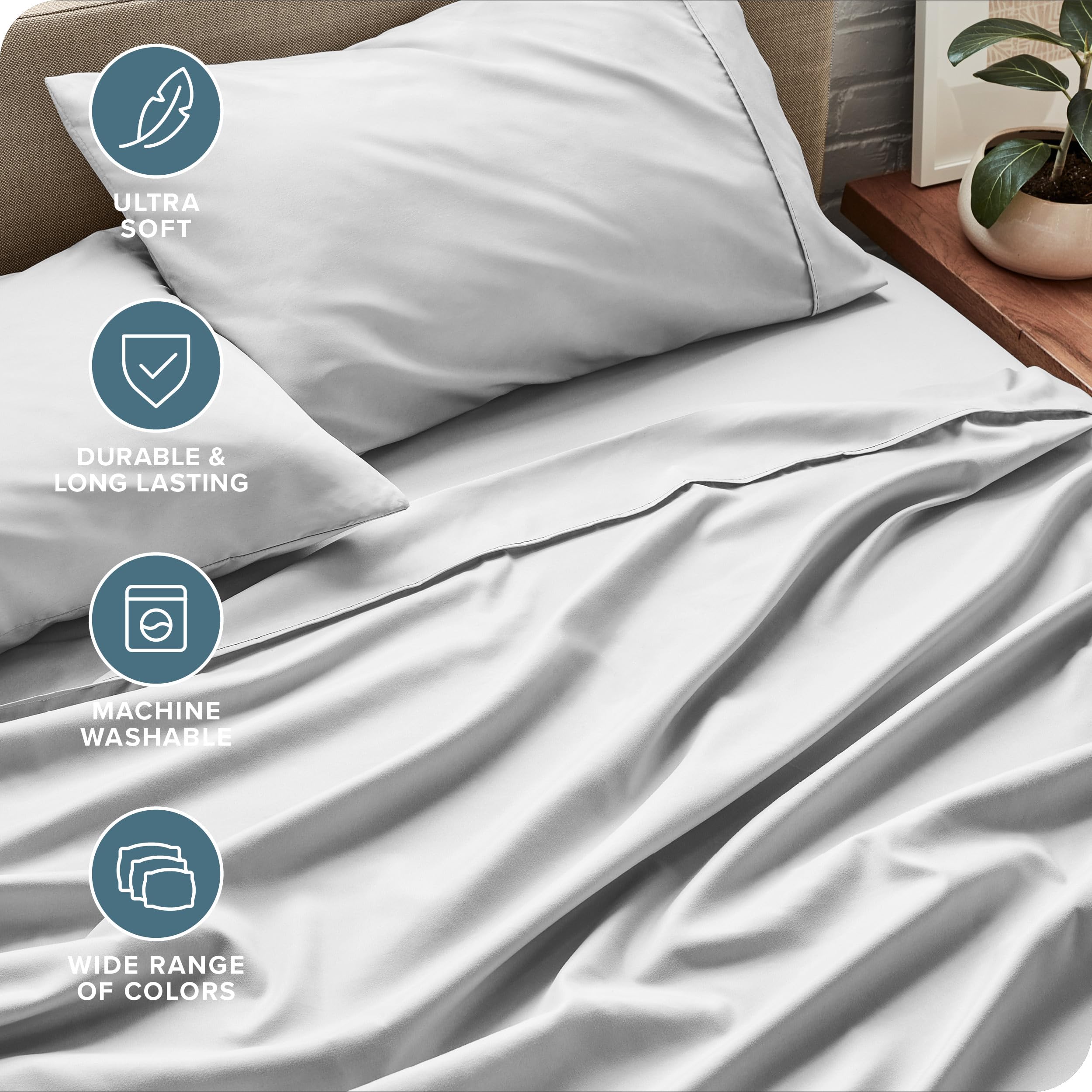Bare Home 4-piece sheet set packaging displays complete queen set