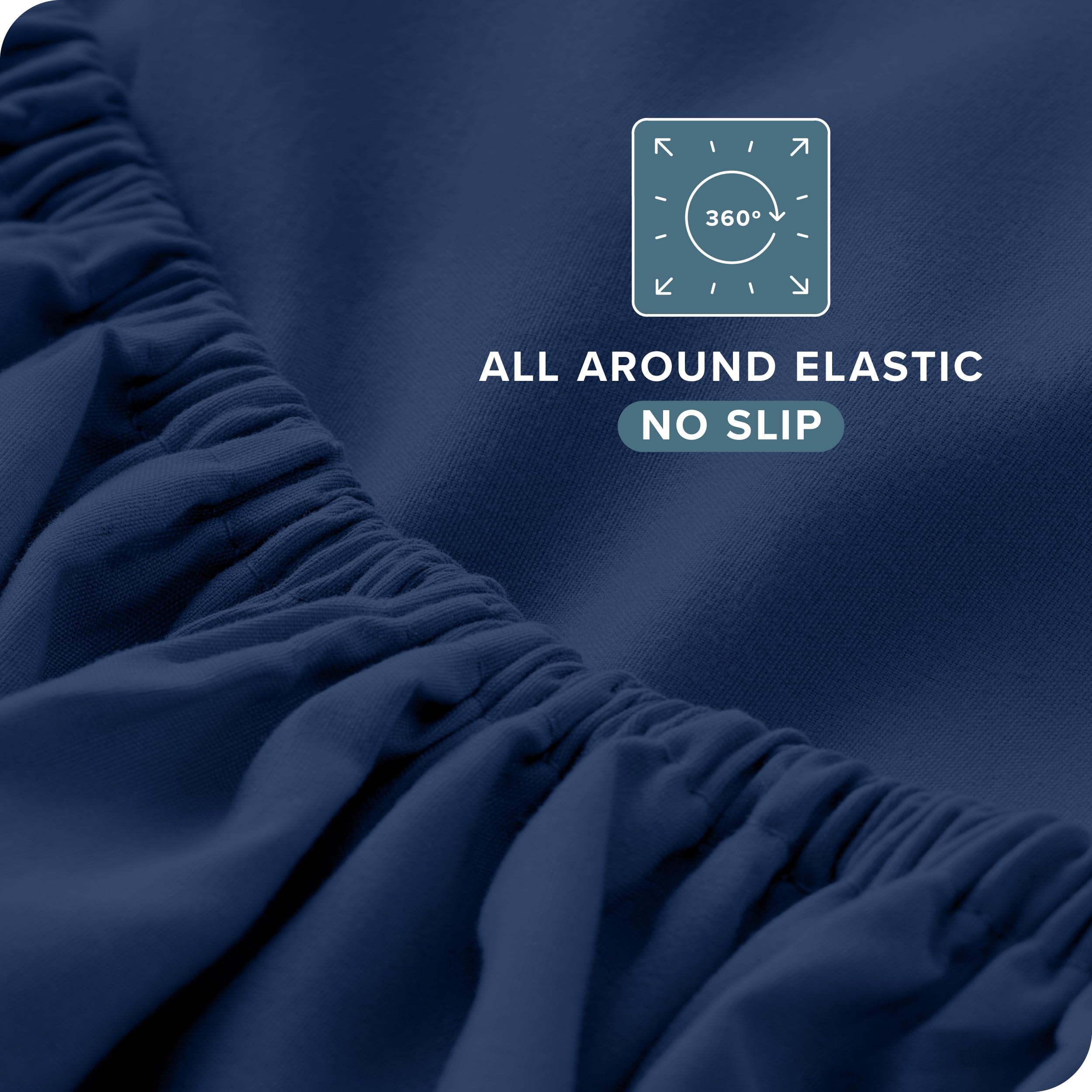 Bare Home all-around elastic detail shows continuous grip for a tidy bed.