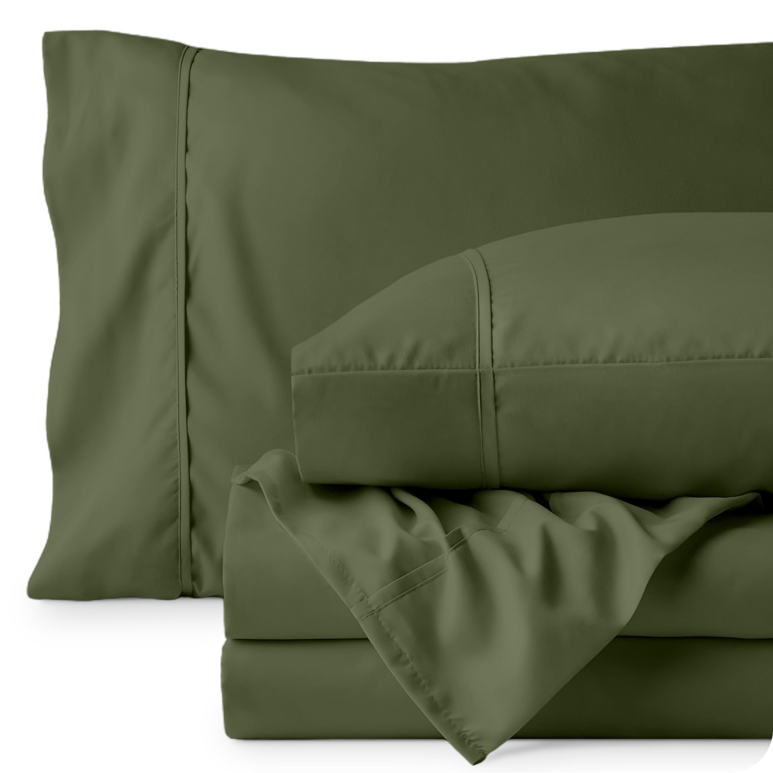 Bare Home bedroom setup demonstrates a tidy bed with deep-pocket sheets.