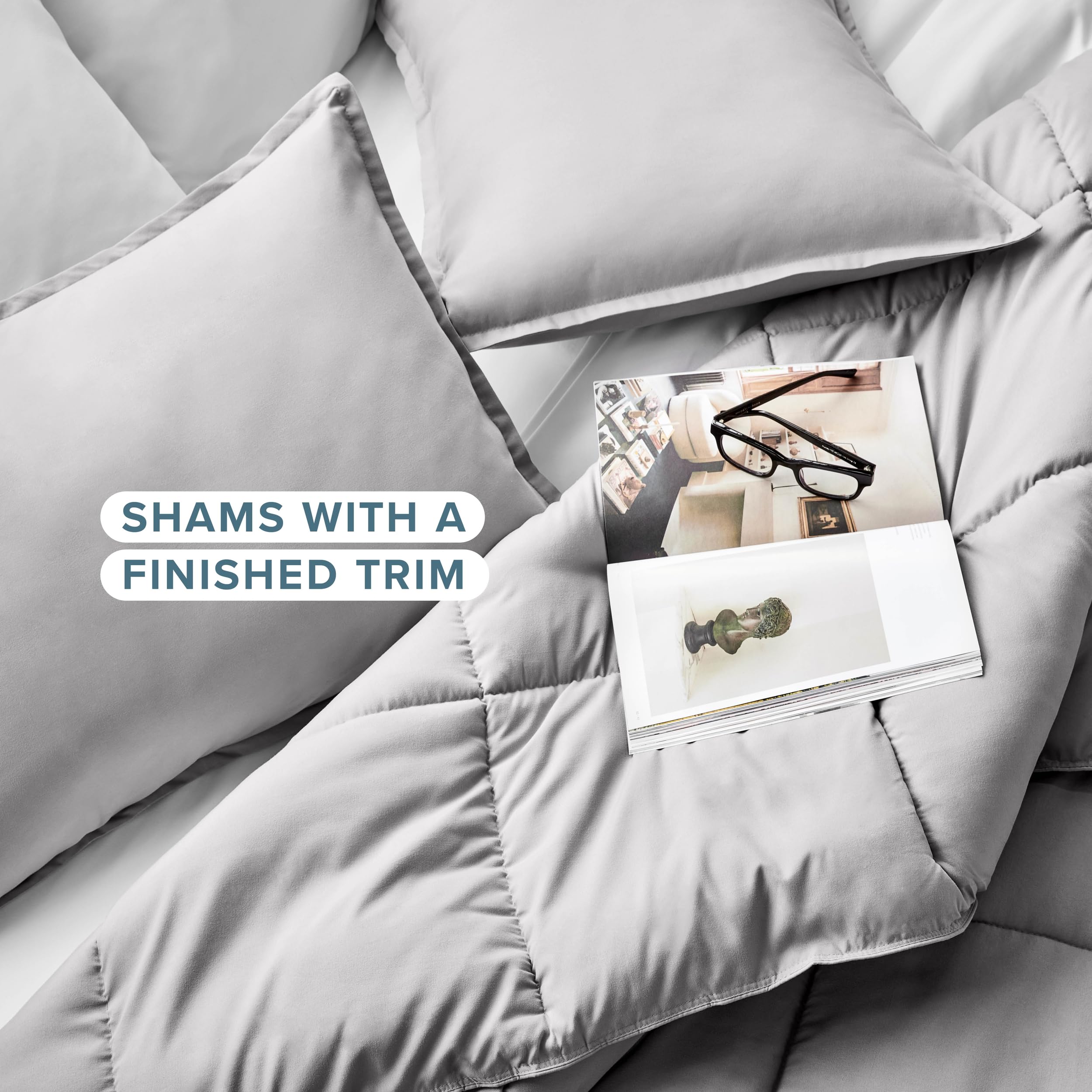 Bare Home comforter set in washing scenario demonstrates easy care.