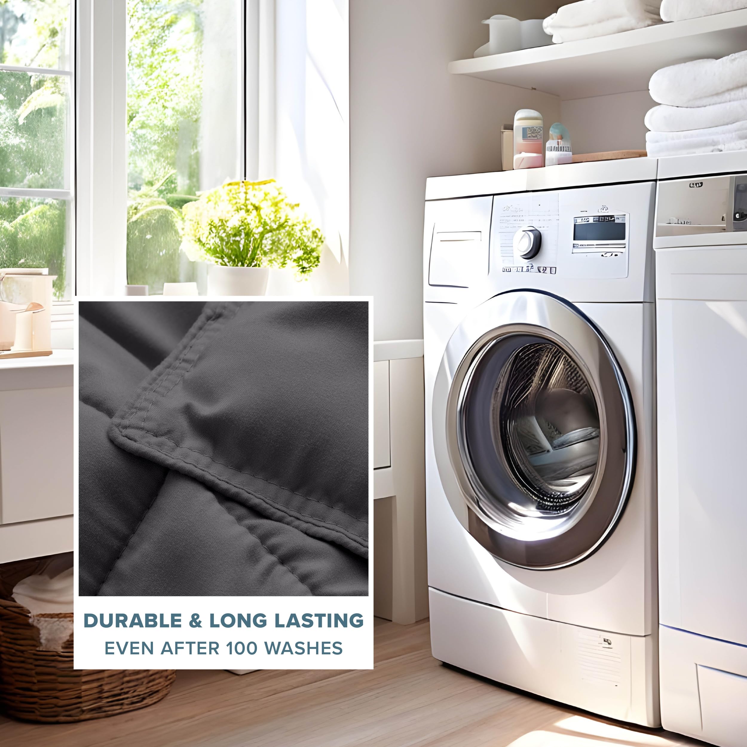 Bare Home easy-care design fits standard or large-capacity washers.