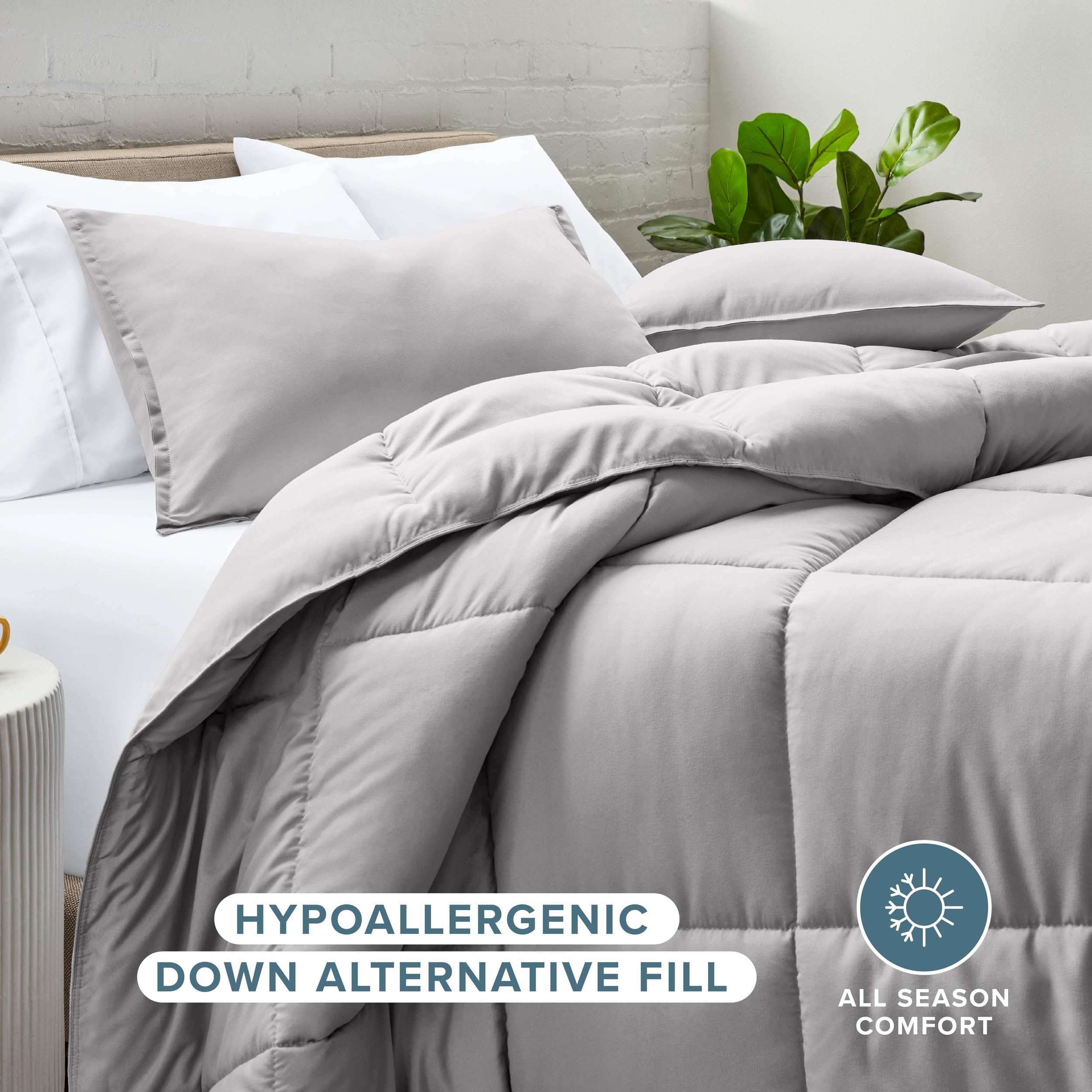 Bare Home comforter set queen on bed highlights ultra-soft texture.
