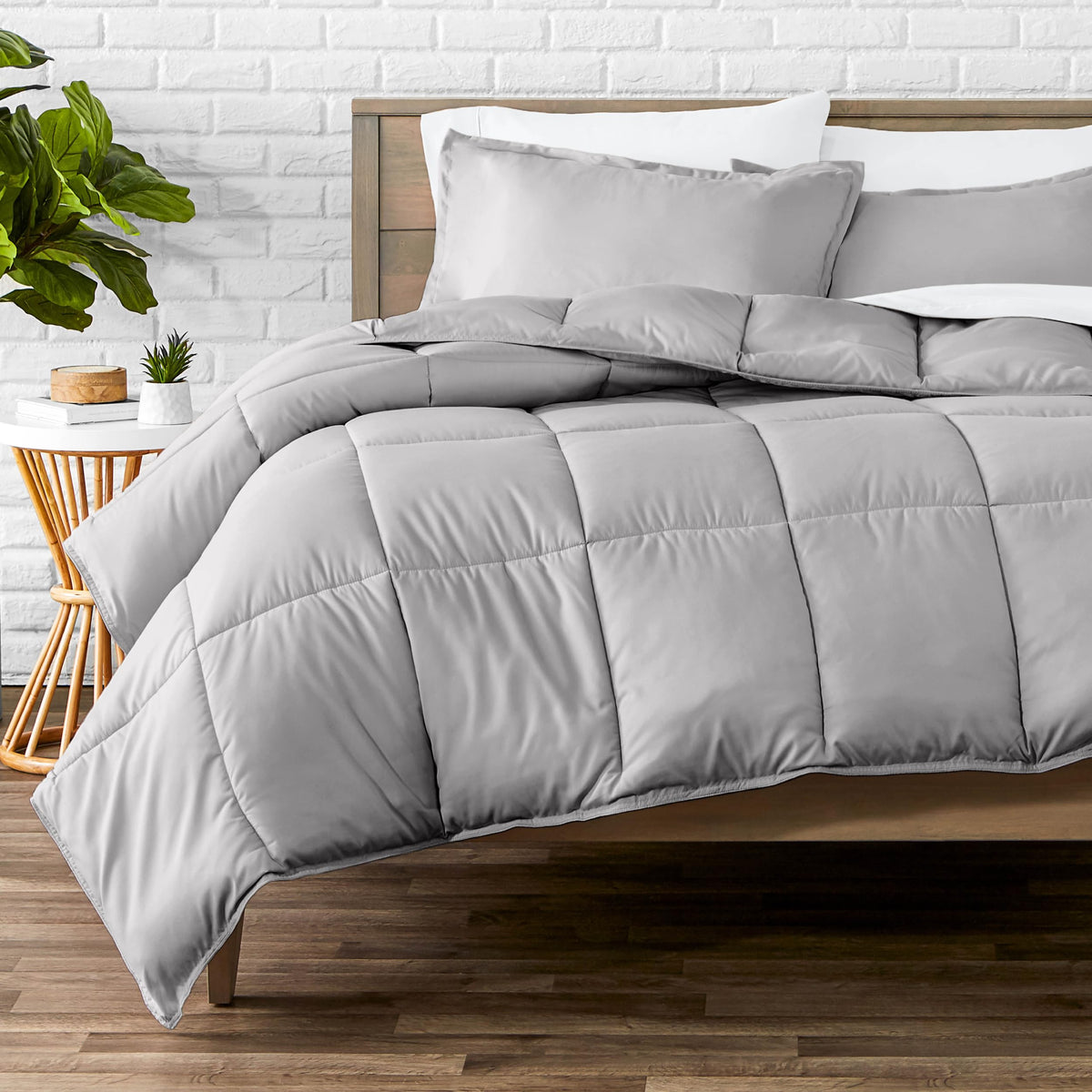 Bare Home comforter set queen packaged, showcasing plush, down-alternative warmth.