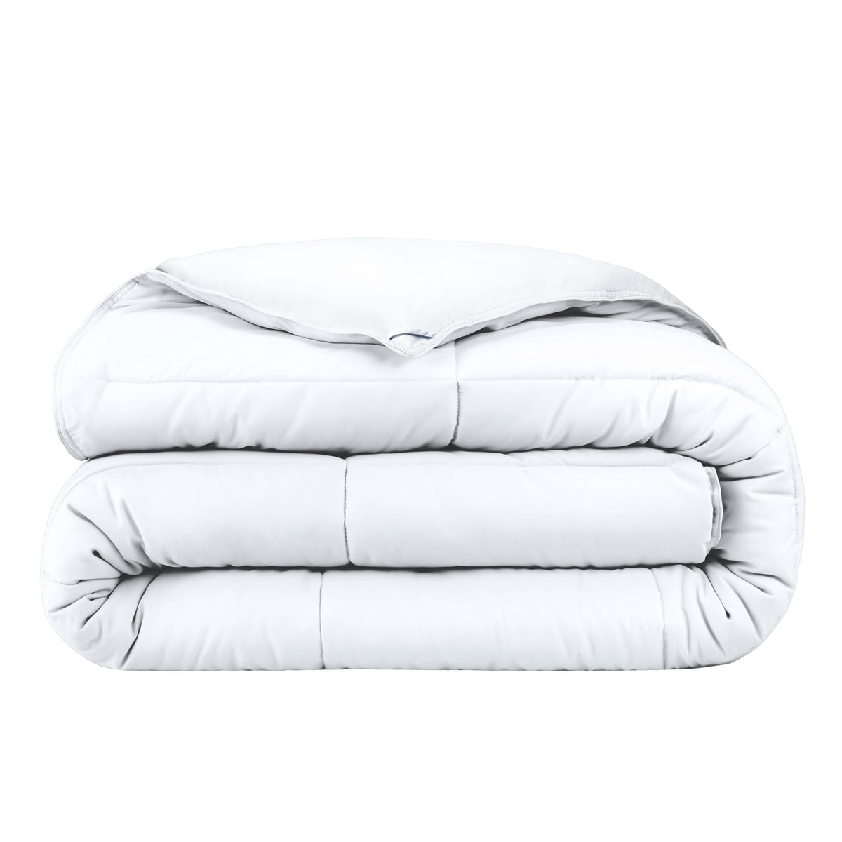 Bare Home Twin XL comforter in dark blue and grey, reversible design.