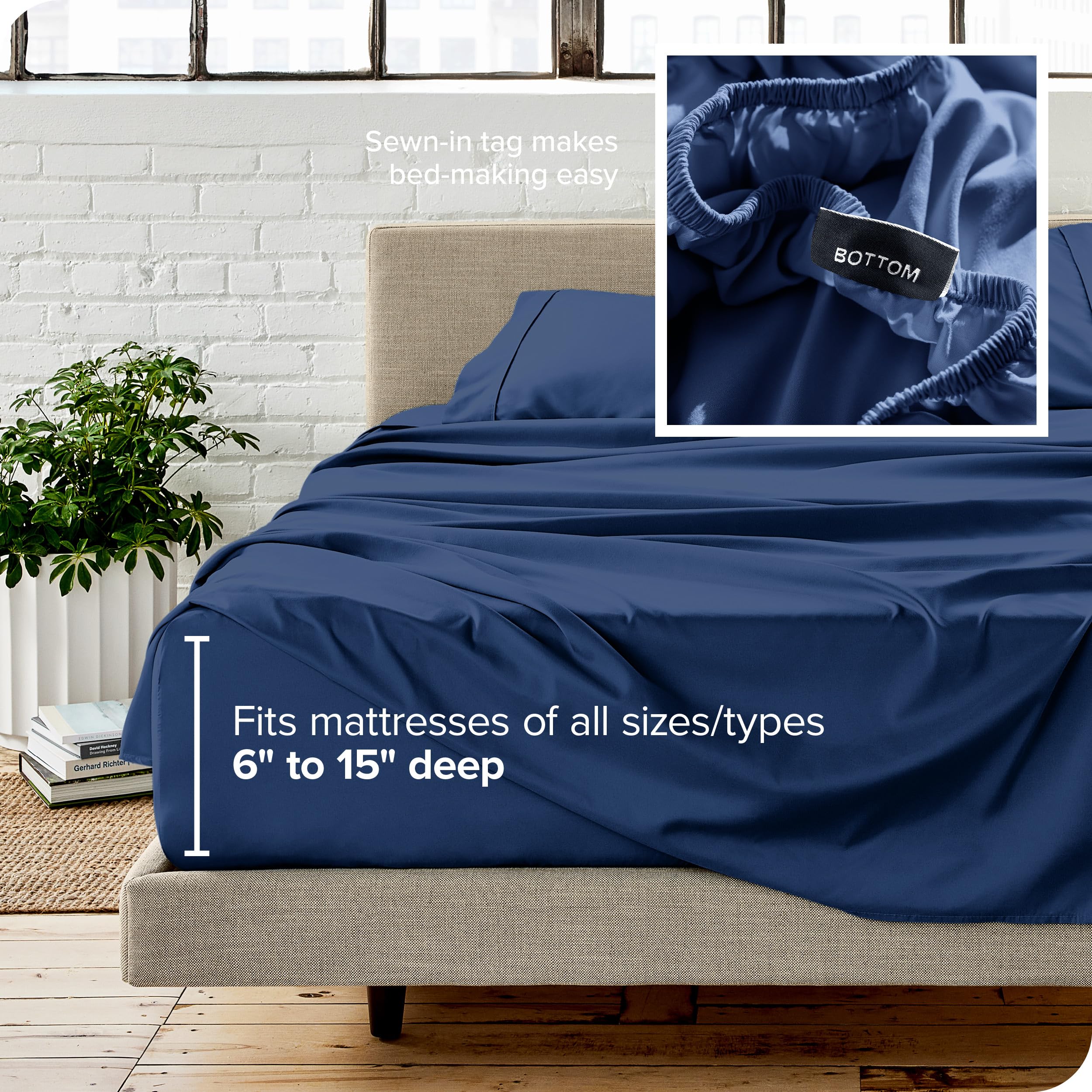 Bare Home deep-pocket 6-15 inch fit keeps the mattress securely in place.