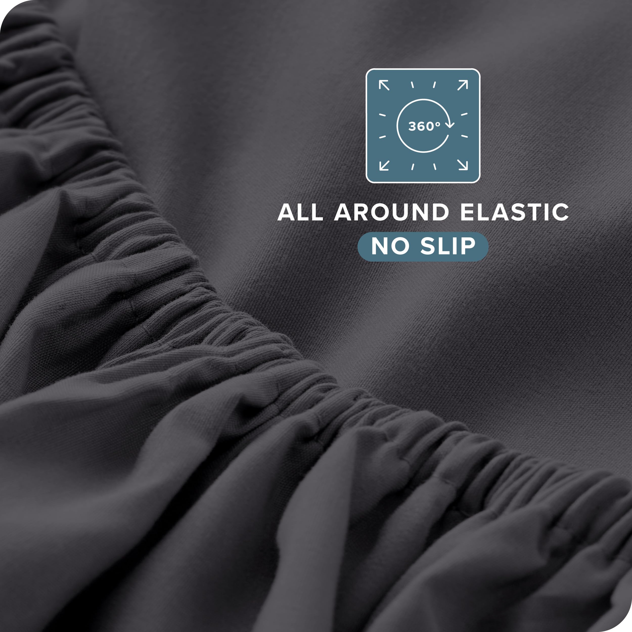 Bare Home deep-pocket fit; accommodates 6-15 inch mattresses with a snug grip.
