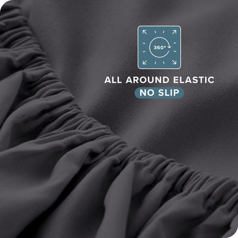 Bare Home deep-pocket fit; accommodates 6-15 inch mattresses with a snug grip.