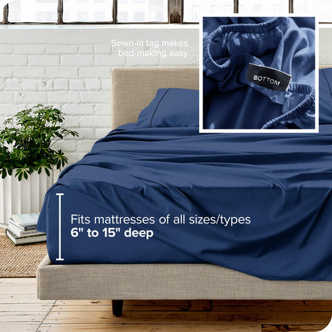 Bare Home deep-pocket 6-15 inch fit keeps the mattress securely in place.