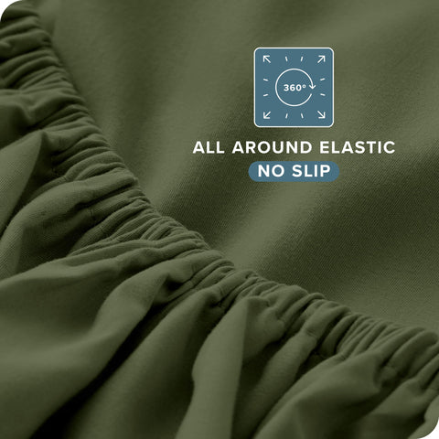 Bare Home deep-pocket 6 to 15 inch fit ensures a secure bed during sleep.