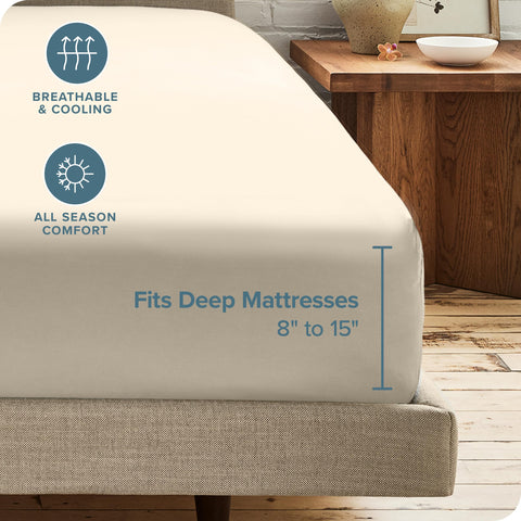 Bare Home deep-pocket fit on twin-xl sheet promises mattress hugging security.