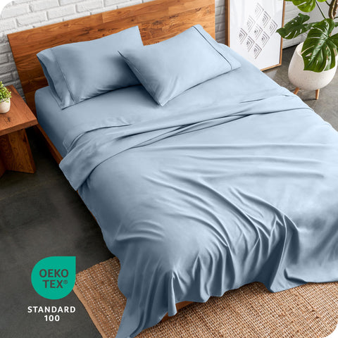 Dusty blue color adds calm, versatile style to bedrooms