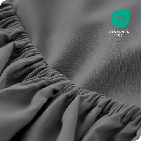 Bare Home elastic edge close-up illustrating secure fit across mattress depths.