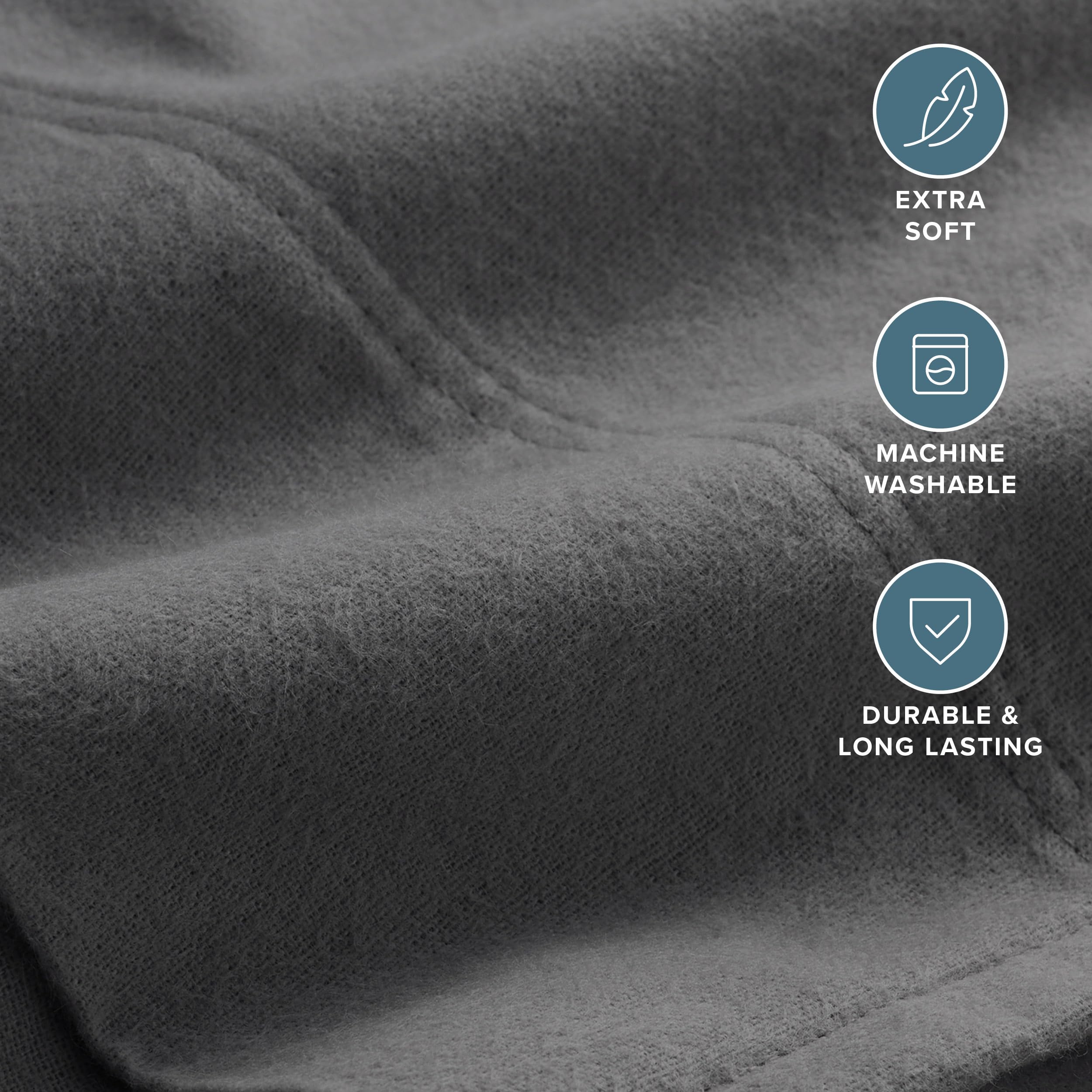 Bare Home flannel pillowcases machine washable for easy care