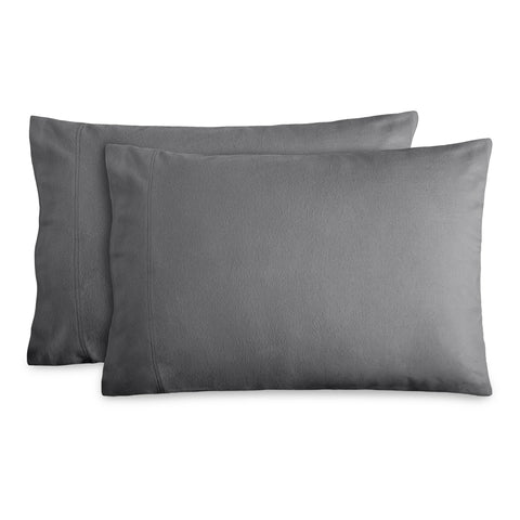 Bare Home flannel pillowcases two-pack show soft grey fabric for cozy nights