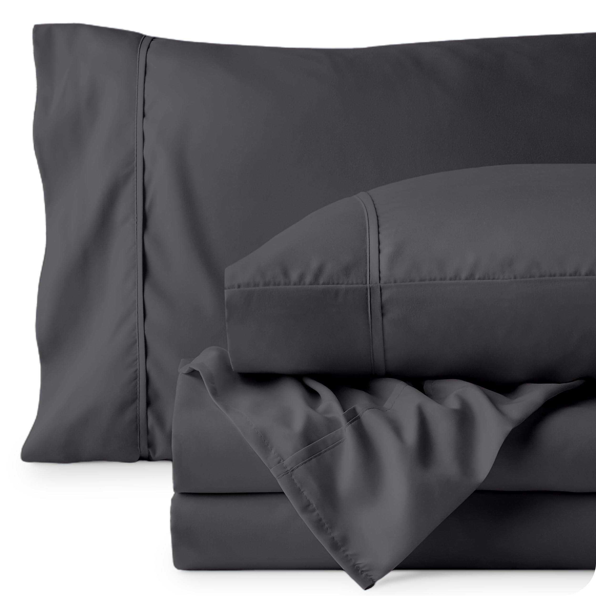 Bare Home forged iron grey on bed; modern bedding that complements contemporary spaces.
