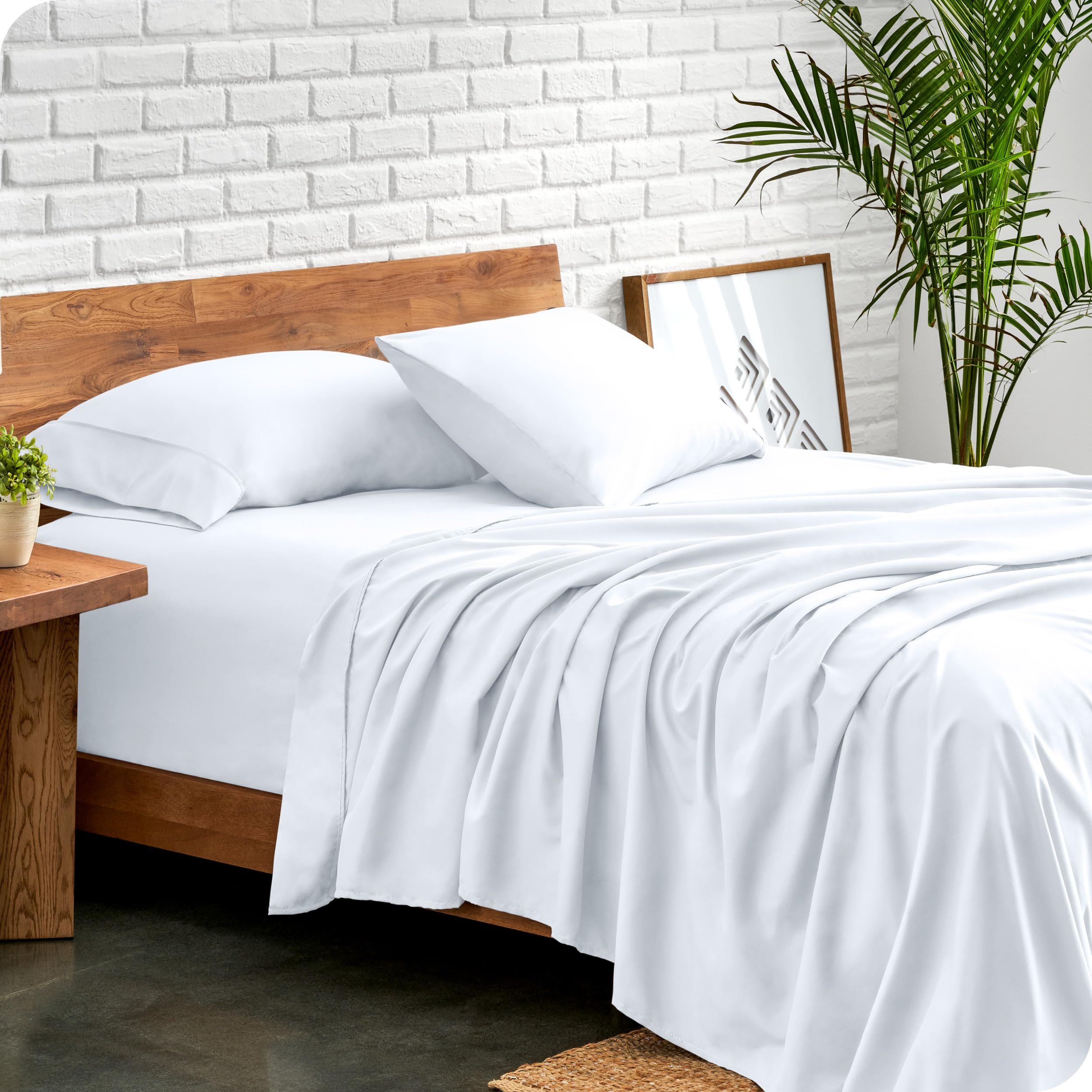 Bare Home king fitted sheet with all-around elastic for secure fit on deep mattresses.