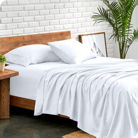 Bare Home king fitted sheet with all-around elastic for secure fit on deep mattresses.