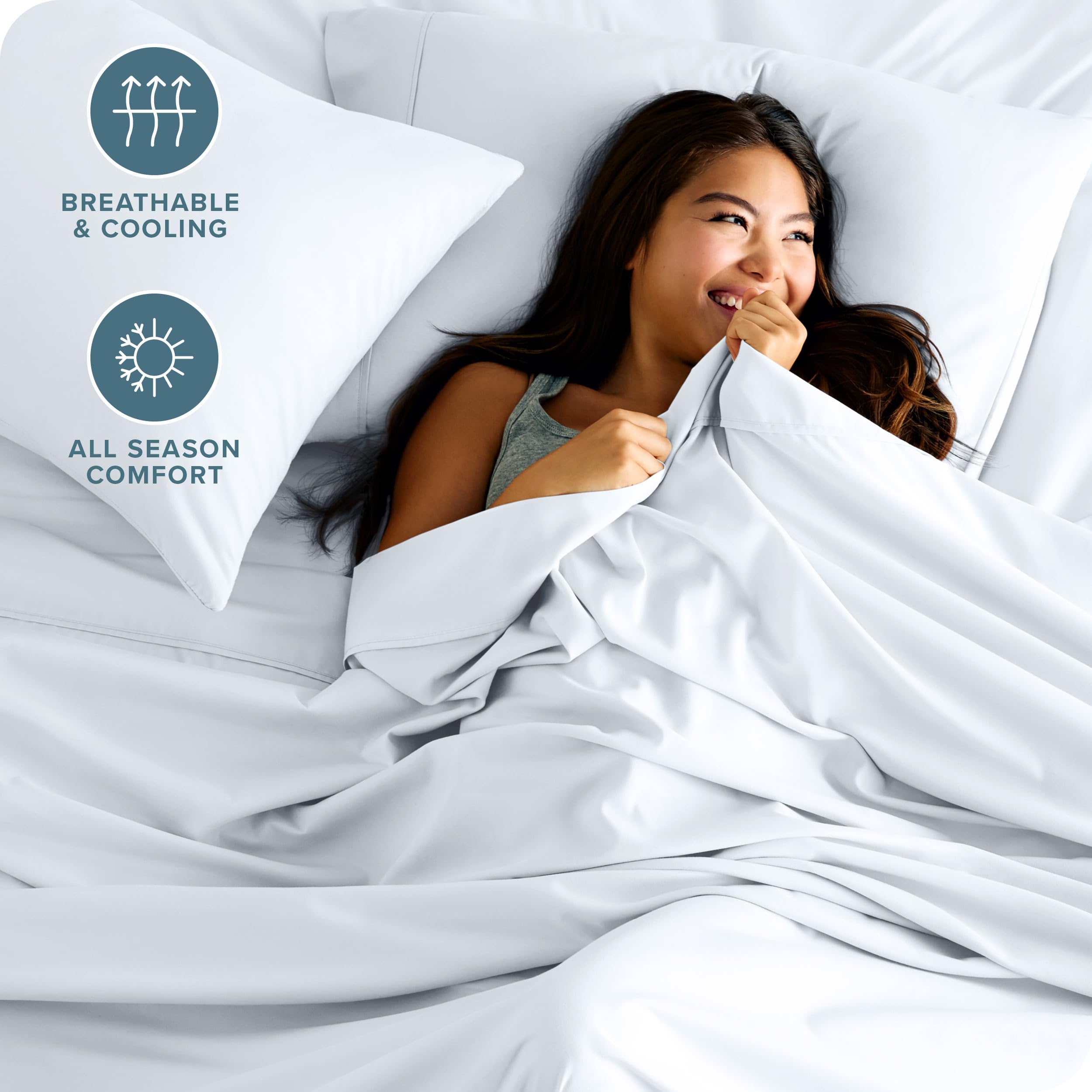 Bare Home king flat sheet with pillowcases in soft, wrinkle-resistant fabric.