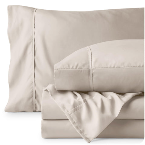 Bare Home king sheet set in a Wheat bedroom setup for a calm look