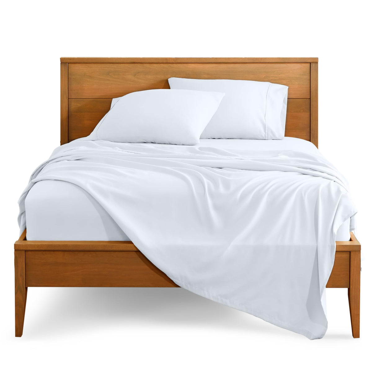 Bare Home king sheet set close-up of ultra-soft hydro-brushed fabric for year-round comfort.