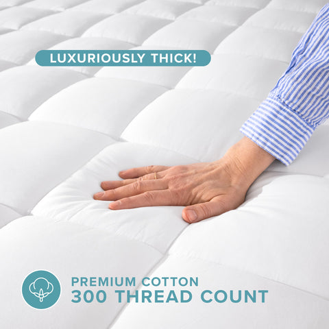 Bare Home topper close-up of skin-friendly cotton fabric