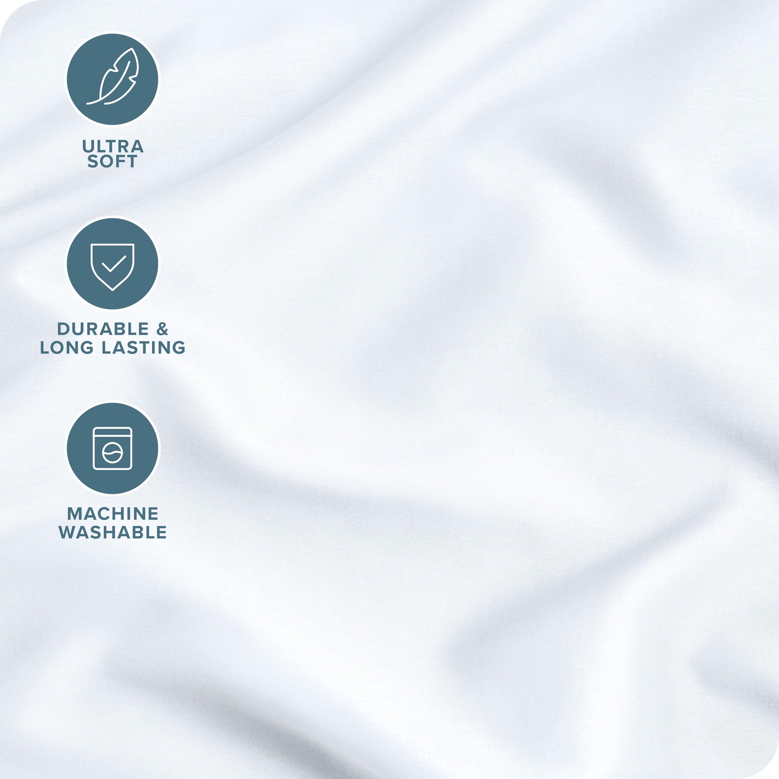 Bare Home easy-care label on pillowcase, signaling quick maintenance.