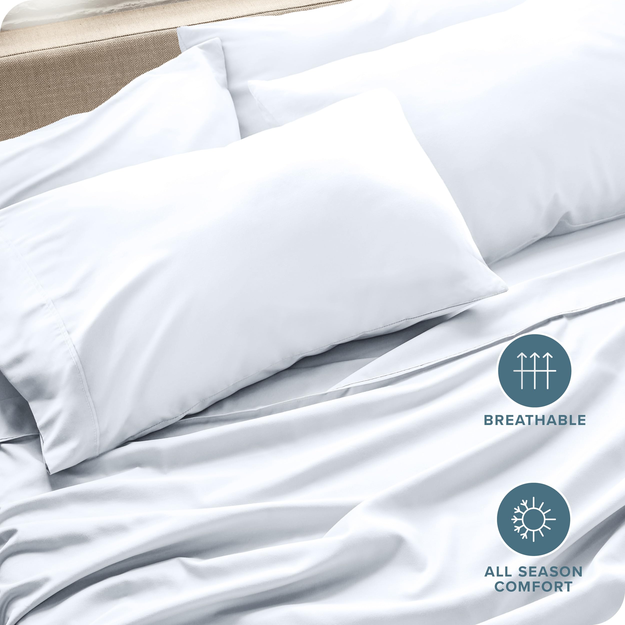 Bare Home pillowcases finish designed to resist stains and fading over time.