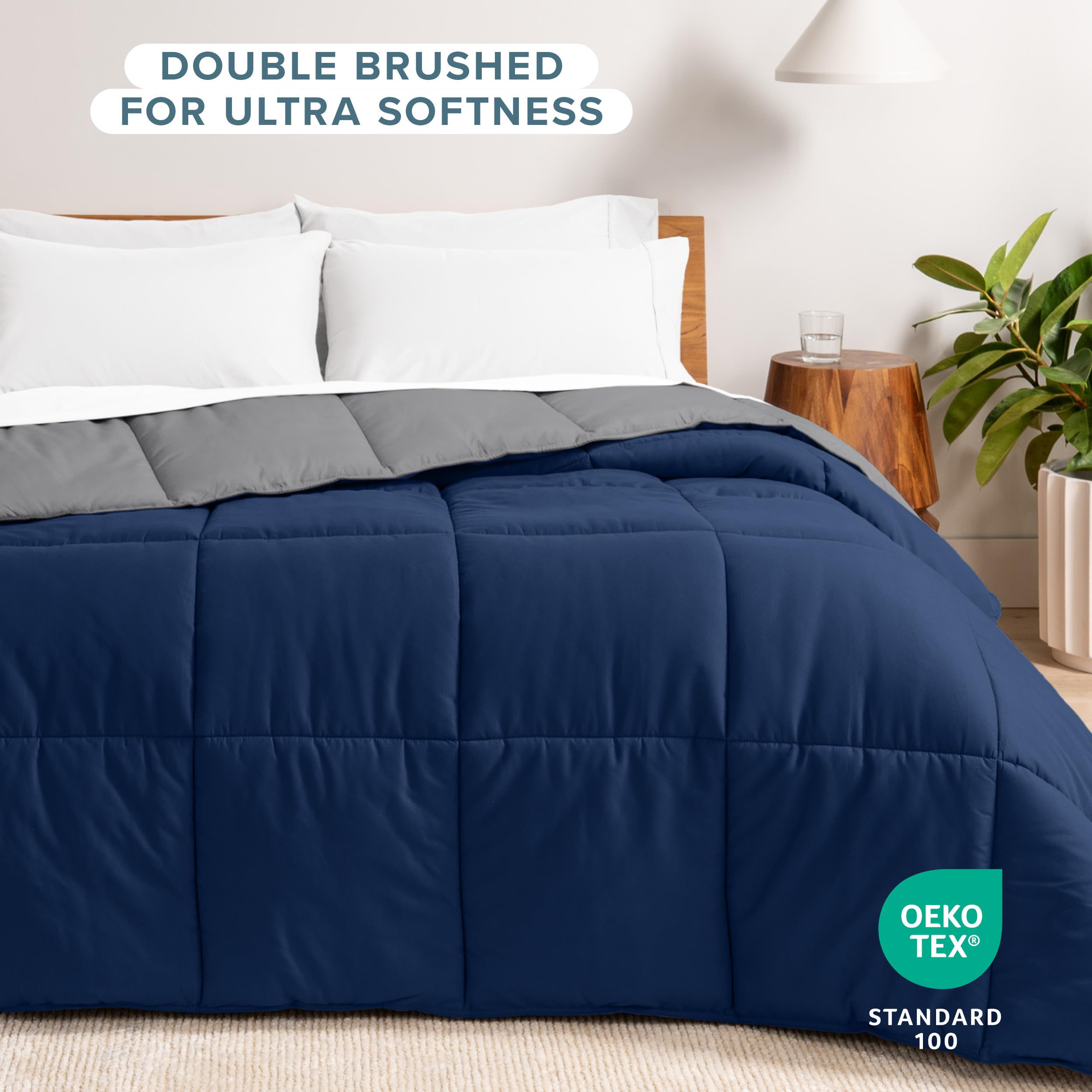 Bare Home queen comforter resists wrinkles for a neat bed presentation.