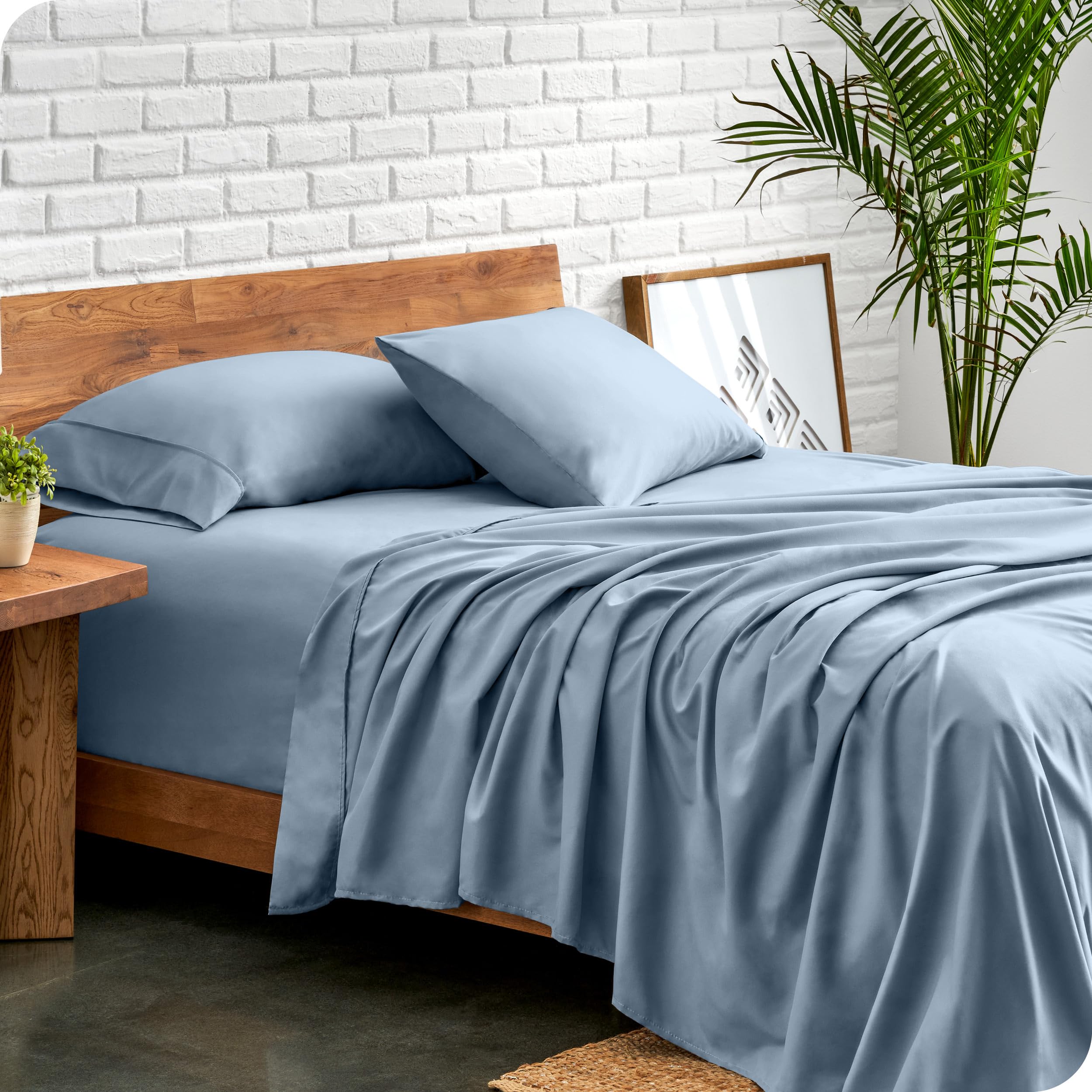 Bare Home queen fitted sheet with all-around elastic for secure mattress grip