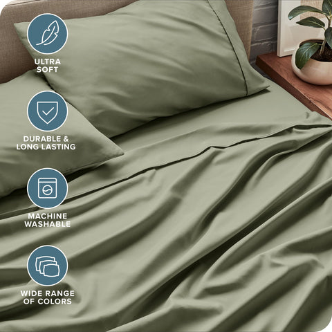 Bare Home fitted sheet sage with 15 inch depth grips mattress securely