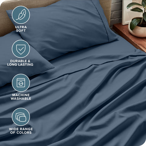 Bare Home queen fitted sheet showing deep pockets and secure edge-to-edge fit.