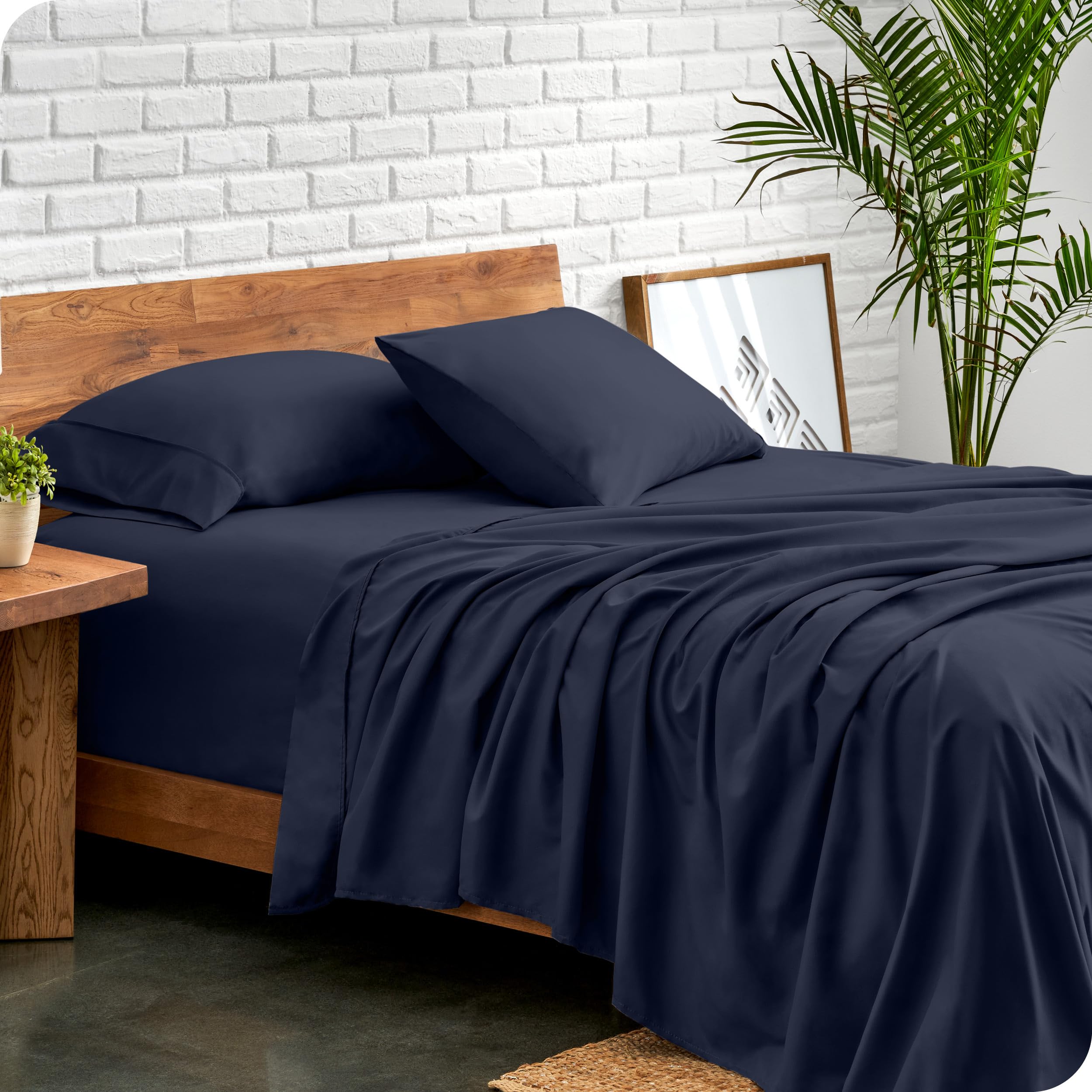 Bare Home queen fitted sheet features all-around elastic for a snug nightly fit.