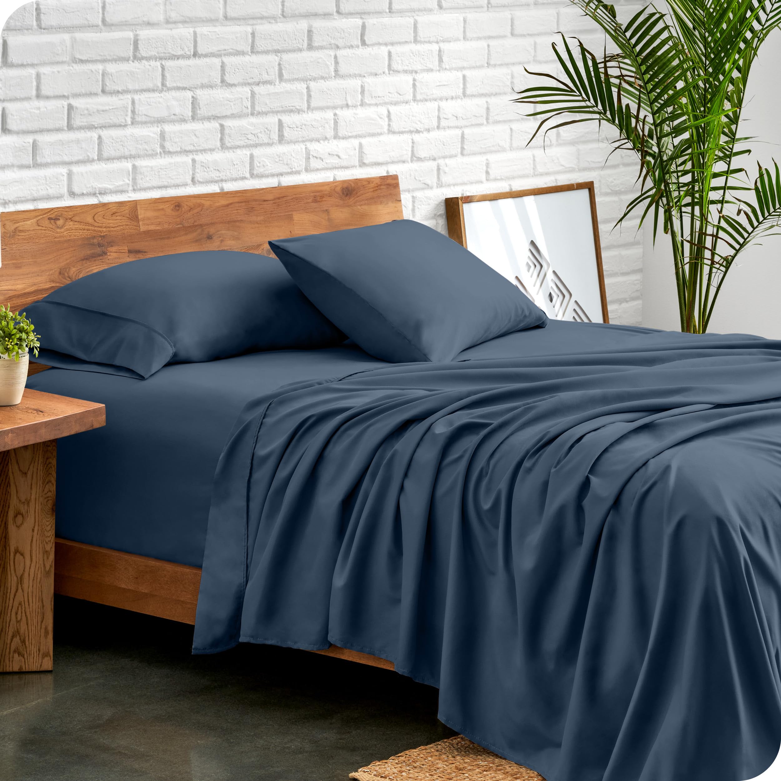 Bare Home queen fitted sheet with all-around elastic for a secure night-long fit.