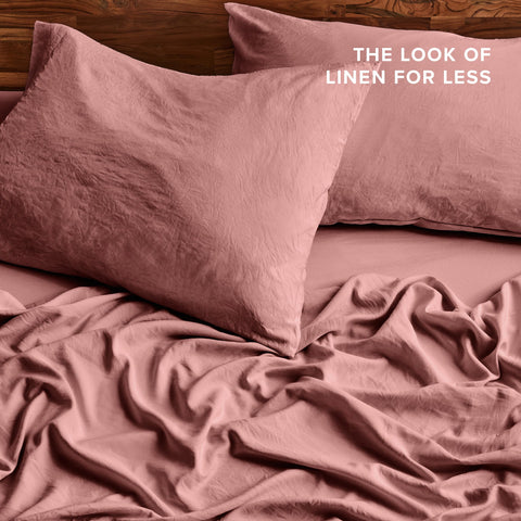 Bare Home queen flat sheet in dusty rose for coordinated styling.