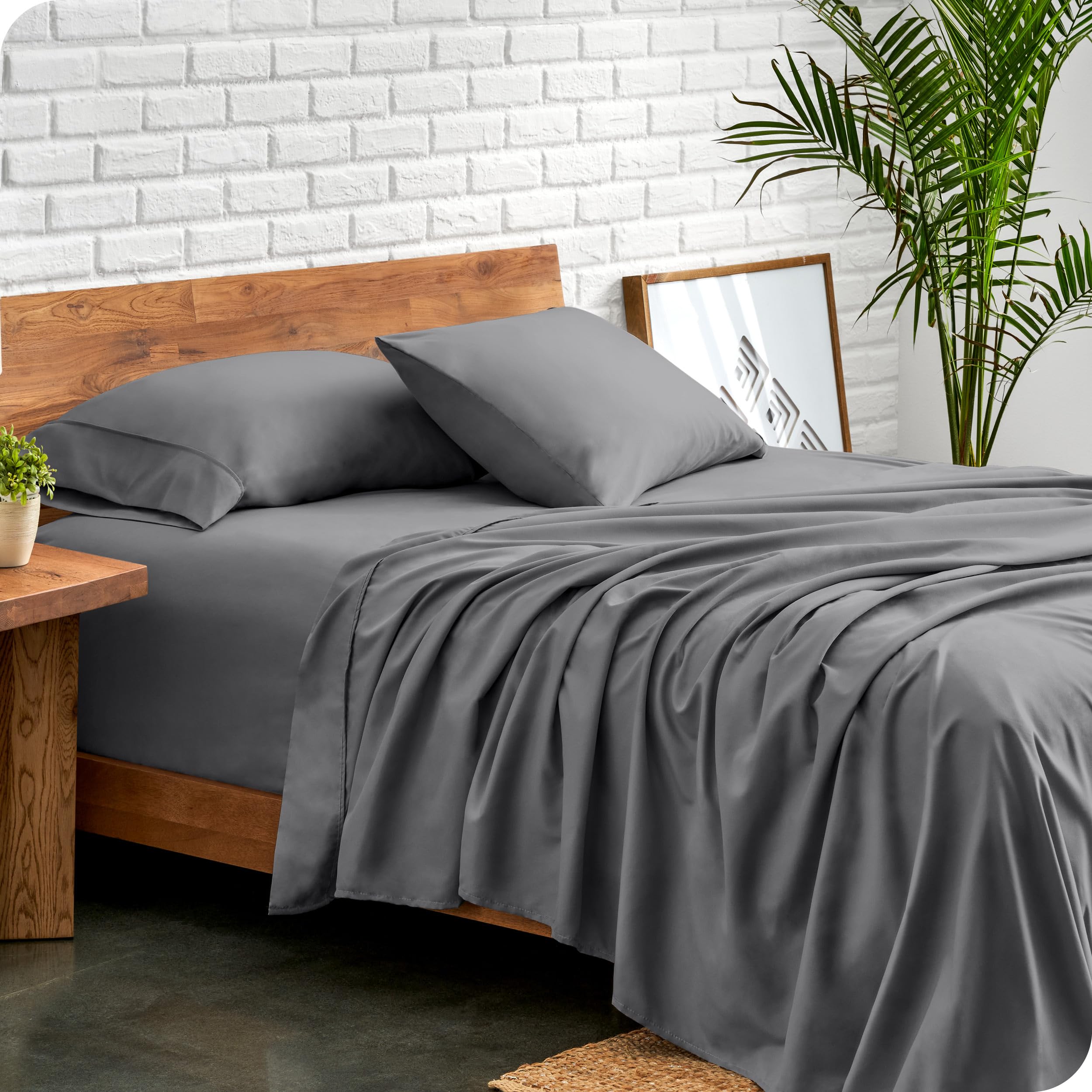 Bare Home queen fitted sheet 60x80x15 with all-around elastic for a secure fit