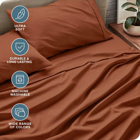 Bare Home deep-pocket design ensures fitted sheet stays in place.