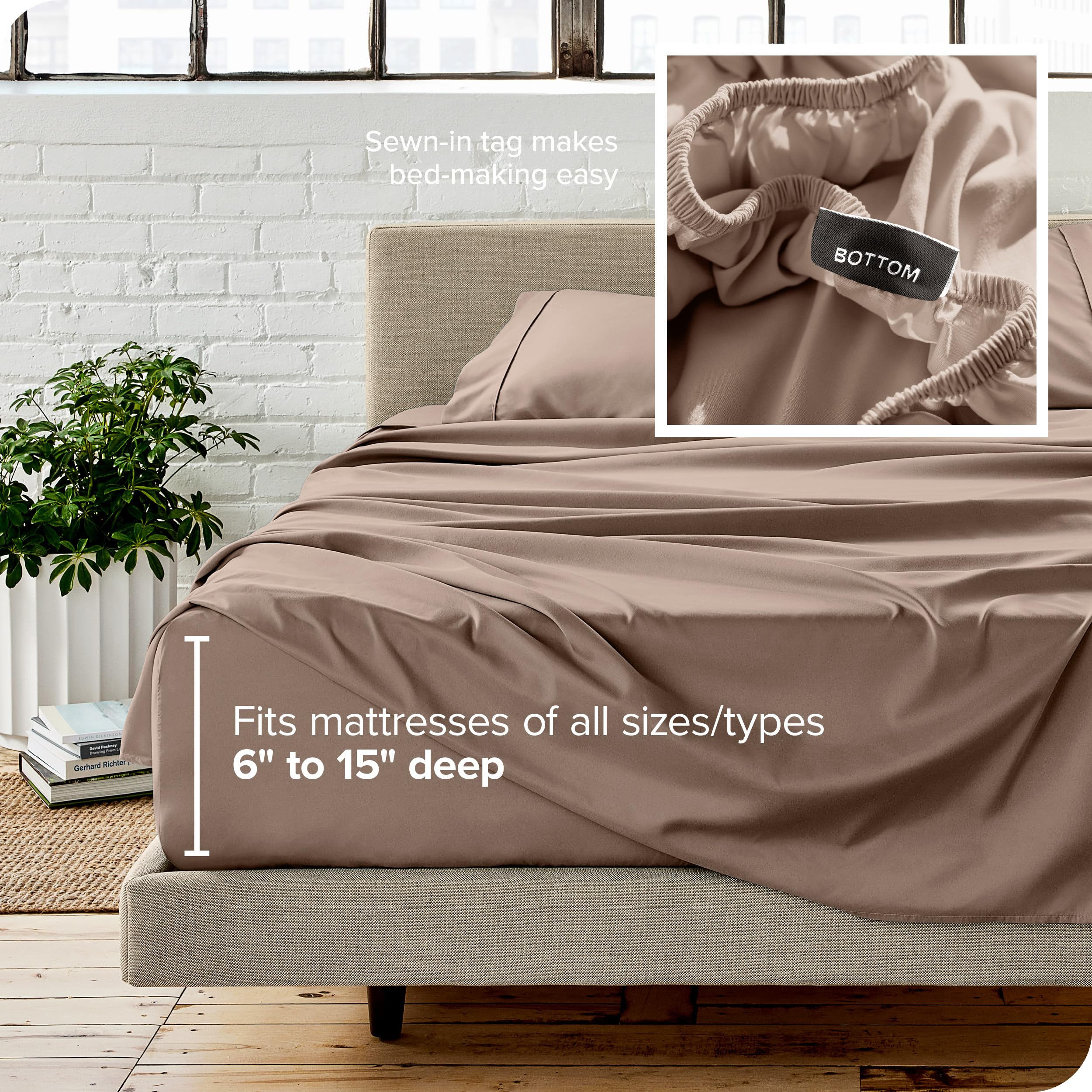 Bare Home deep-pocket fitted sheet fits mattresses from six to fifteen inches