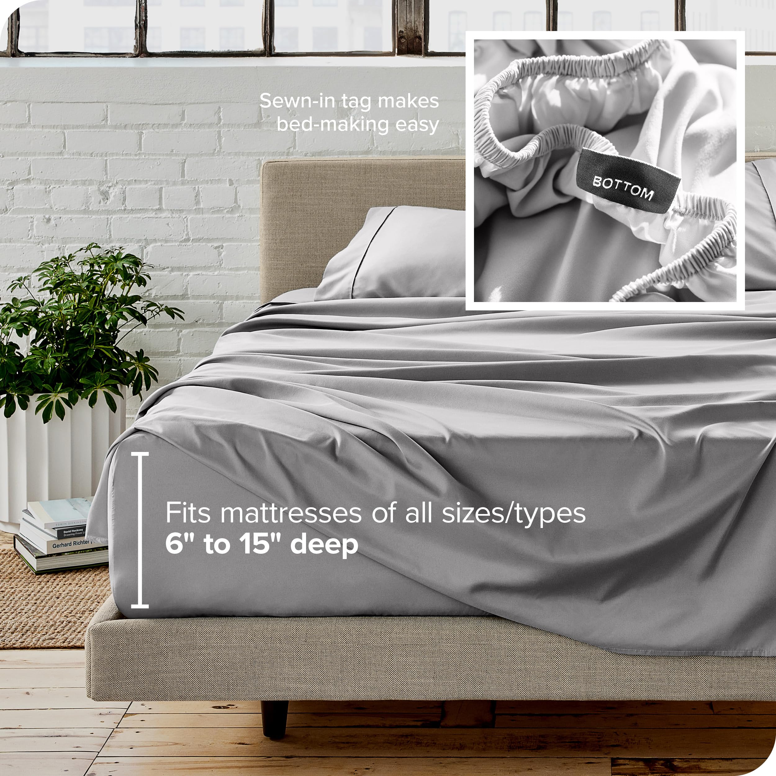 Bare Home Queen Sheet Set emphasizes deep-pocket design for secure fit.