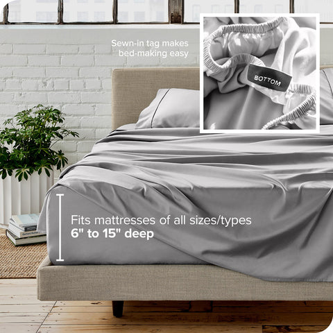 Bare Home Queen Sheet Set emphasizes deep-pocket design for secure fit.
