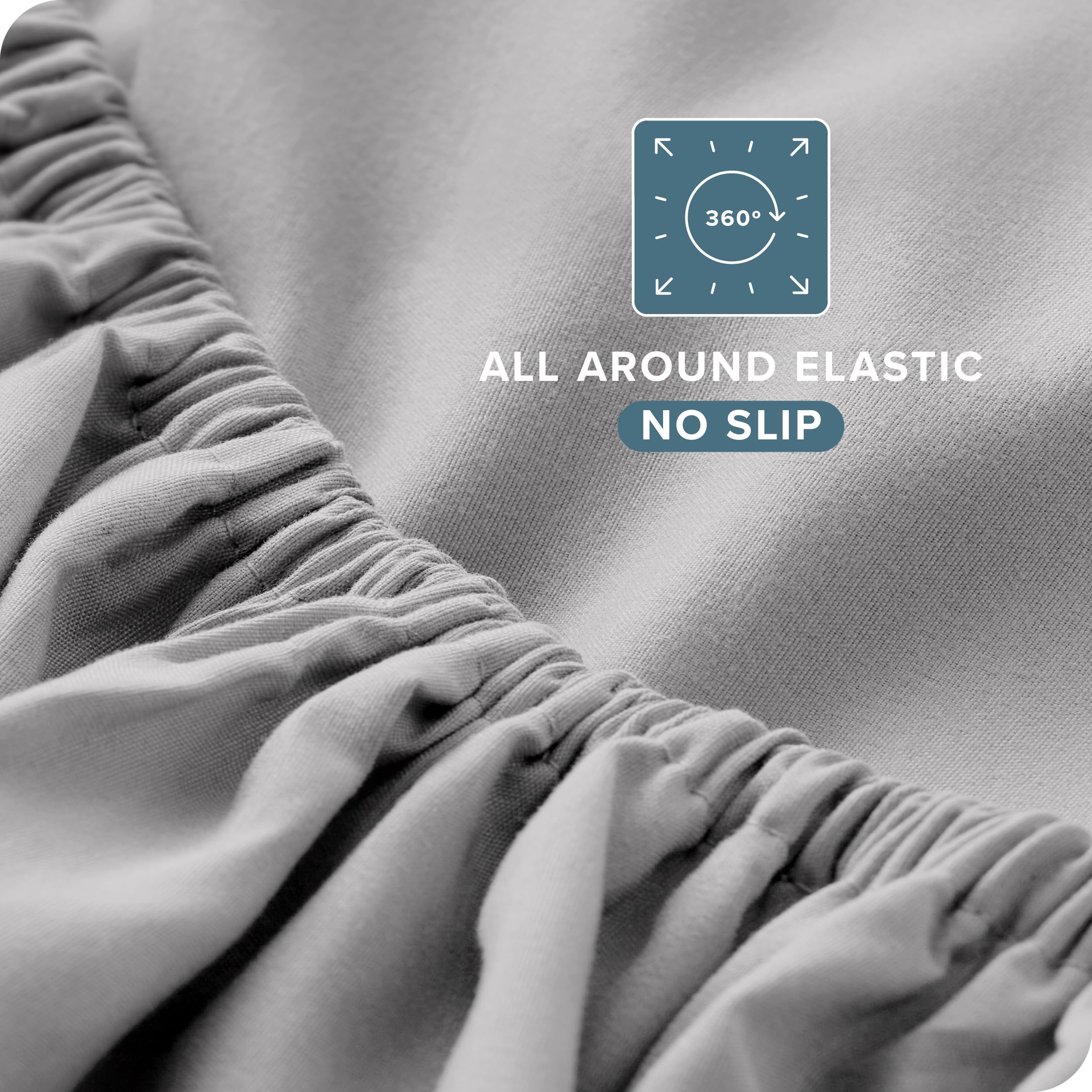 Bare Home Queen Sheet Set on a neatly made bed highlights easy-fit elastic.