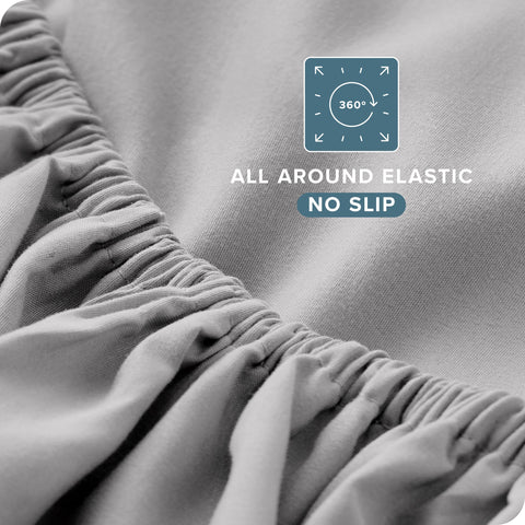 Bare Home Queen Sheet Set on a neatly made bed highlights easy-fit elastic.